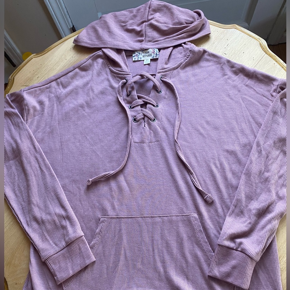 Pink Republic Hooded Ribbed Long Sleeve Size XS